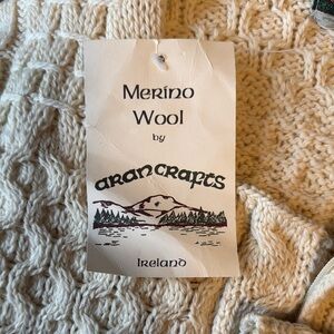 NWT Aran Crafts Merino Wool Zip Up Sweater